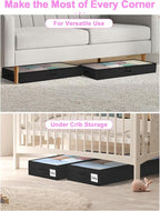 punemi 4" Tall Soft Low Profile Under Bed Storage Containers, 2 Pack, Black - Image 7