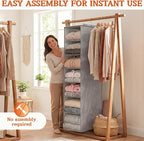 Deep Pocket Hanging Closet Organizer, 8 Tier Hanging Shoe Organizer | Adjustable Shelf Height Closet Organizers and Storage for Sweaters, Shoes, Hoodies & Blankets, Heavy Duty Hanging Shelves - Image 6
