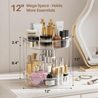 LAMU 2 Pack 2 Tier Lazy Susan Turntable Organizer 12inch Rotating Spice Rack Organization for Cabinet, Kitchen, Pantry, Countertop, Bathroom, Vanity, Medicine Cabinet Organizer, Clear - Image 3