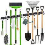 ZONGOOL 2 Pack Mop Broom Holder Wall Mount 4 Racks 5 Hooks Storage Black by ZONGOOLHouseware