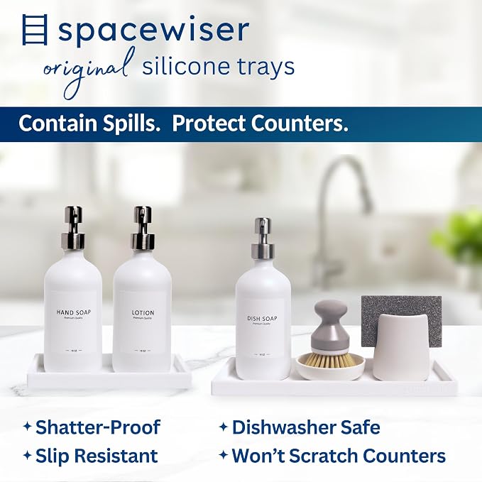 Spacewiser Countertop & Vanity Silicone Tray – 2 PC (11.7" & 7.7") Set - Image 2