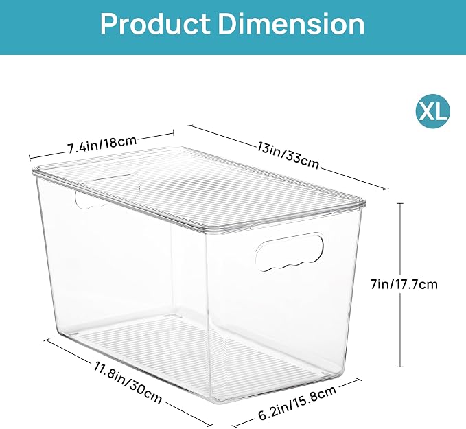 Vtopmart 10 Pack Clear Stackable Storage Bins with Lids and Handles, XLarge - Image 2