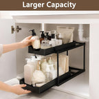 Under Sink Organizer for Bathroom & Kitchen, Large Capacity 2-Layer Sliding - Image 2