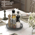 AMH10-Inch Natural Slate Lazy Susan with Black Raised Iron Rim - Image 4