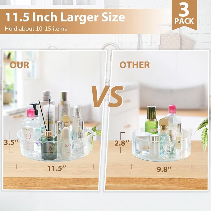 Guzon 3 Pack Lazy Susan Turntable, 11.5" Rotating Organizer with Handles - Image 5