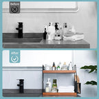 Bathroom Counter Organizer, 2-Tier Standing Storage Shelf with Basket, Wood Tray for Skincare Vanity Organizer(Brownish) - Image 3