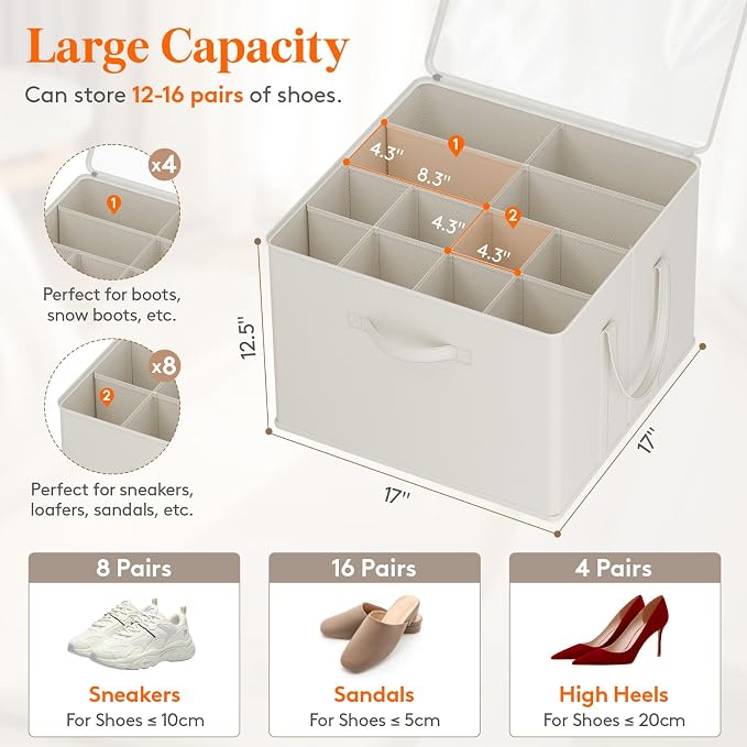 Lifewit Shoe Storage Organizer for Closet, Holder Box, 3 Pack, White - Image 2