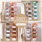 Hanging Closet Organizer, 4-Section Storage Shelves, Oxford Cloth with Mesh Pockets, (Pink, 2 Section) - Image 6