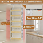 POKIPO 6 Tier Over The Door Pantry Organizer, 2-in-1 Door Hanging or Wall Mounted Spice Rack, Large Heavy Duty Pantry Door Storage Seasoning Shelves with Adjustable Basket for Kitchen Bathroom Closet - Image 2