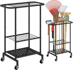 Rolling Garden Tool Organizer, Heavy Duty Steel Yard Tool Rack broom holder - Image 8
