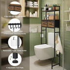 ETELI Over The Toilet Storage Cabinet Bathroom Storage Cabinet Over Toilet Fit Most Toilets Above Toilet Shelf Bathroom Shelf Organizer with Fabric Drawers, Rustic Brown - Image 4