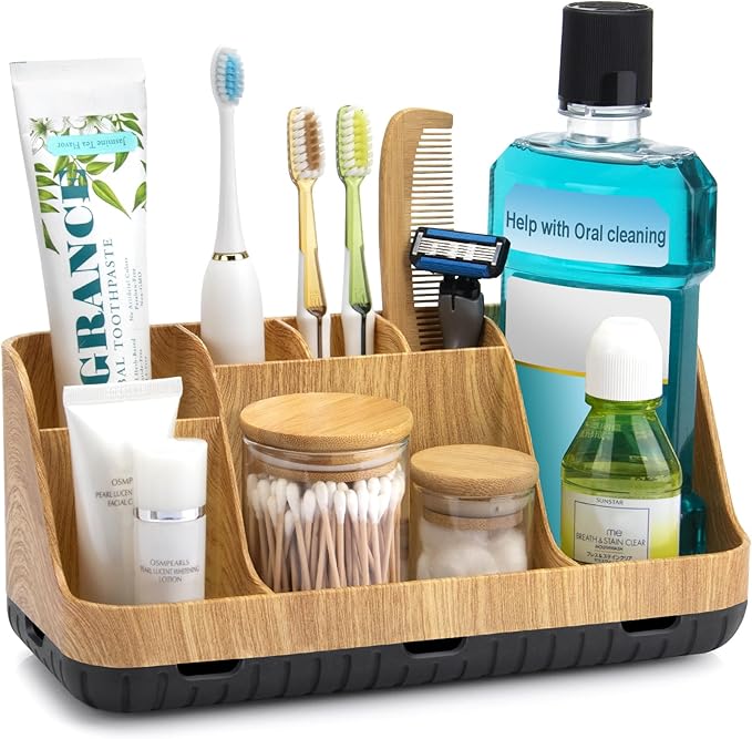 GFWARE Bathroom Organizers and Storage - Detachable 7 Slots Kids Electric Toothbrush and Toothpaste Holde Drainage for Bathroom Accessories Organization Counter Vanity Storage by GFWARE