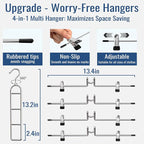 Pants Hangers With Clips, Newly Upgraded Detachable Space Saving Hangers for Skirts, Shorts & Trousers with Non slip clip,Heavy Duty Skirt Hangers - Hanging Closet Organizer And Storage,Patent Pending - Image 9