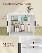 VASAGLE Over The Toilet Storage Cabinet, Doors, Adjustable Shelf, 23.6''W - Image 4