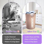 125L Extra Large Laundry Basket with Handles, Folding Dirty Clothes Hamper, Independent Laundry Hamper in 600D Oxford Fabric, Rugged Storage Basket for Family, Dorm, Khaki - Image 7