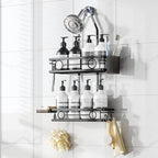 Adjustable Shower Caddy Hanging Rustproof Large-Capacity Bathroom Organizer Shower Racks with Hooks for Razor Bathroom Organizers and Storage by Dotpilgo