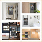 Surblue Hanging Closet Storage Bag Collapsible 3-Shelf Washable Oxford Fabric with 2 Hooks (L 11.41 * 11.41 * 19.68in, Grey) - Image 6