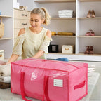 VTSVTS 4 Pack Extra Heavy Duty Large Moving Bags with Comfortable Handle & Strong Zipper,Storage Totes for Space Saving Moving Storage College Supplies Alternative to Moving Box,Pink - Image 5