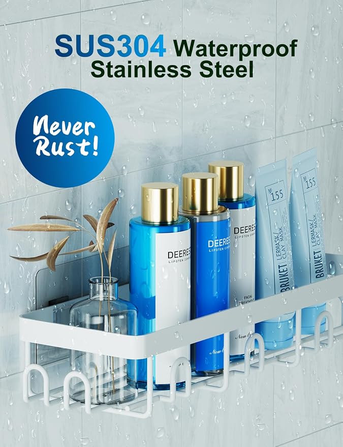 GVY Shower Caddy 5 Pack, Adhesive Shower Organizer Bathroom Shelves,Rustproof Bathroom Organizers and Storage for Home Decor, No Drilling Shower Shelves for Apartment Essentials - Image 2