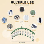 Legging Organizer for Closet, Metal Yoga Pants Hangers 1 Pack w/10 Clips Holds 10 Leggings, Space Saving Hanging w/Rubber Coated Closet Organizers and Storage, Green - Image 5