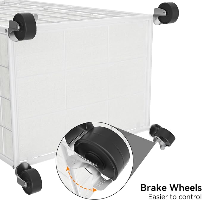 WOWLIVE Rolling Laundry Basket, Metal Wire Frame Laundry Hamper with Wheels - Image 7