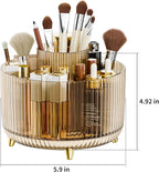 fanado 360° Rotate Makeup Brush Holder Organizer, Makeup Organizers Countertop, Makeup organization and Skincare Storage for Vanity, Desktop, Bathroom (Clear Amber) - Image 4