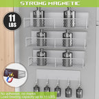 4 Pack Magnetic Shelves for Washing Machine, Heavy-Duty Magnetic Laundry Organizer with Hooks, Washing Machine Shelf for Refrigerator, Metal Storage Baskets, Closet & Laundry Room Organization (Grey) - Image 4