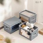 Homsorout Stackable Storage Bins with Lids - Medium Storage Box with Lids, Foldable Closet Boxes for Organizing, Wardrobe Clothes Organizer with Window, Cubes Bins for Living Room, 5 Pack, Grey - Image 5