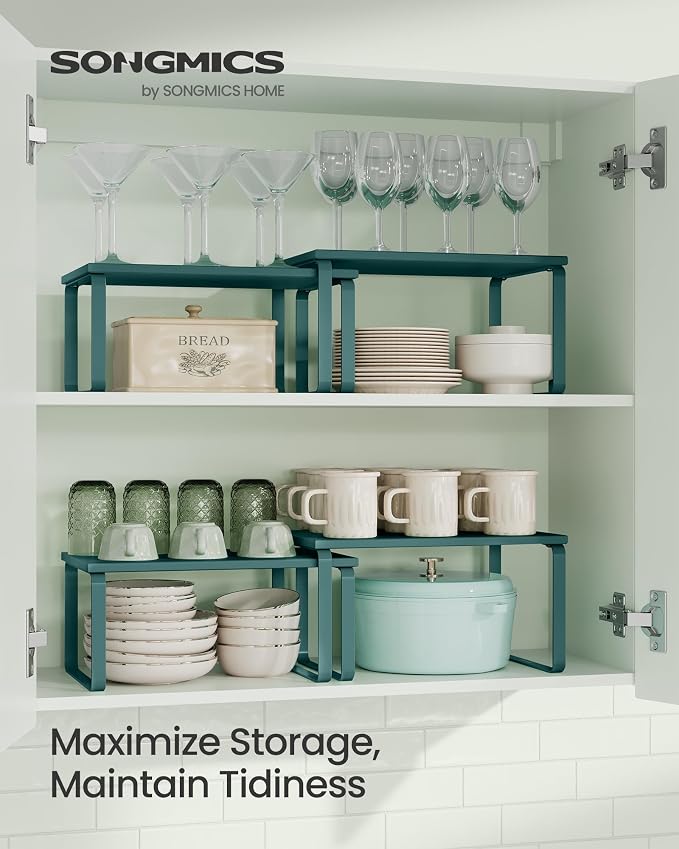 SONGMICS Cabinet Organizer Shelf, Set of 2 Spice Rack, Kitchen Storage - Image 2