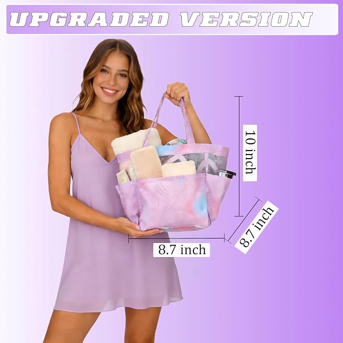 Mesh Shower Caddy Portable - 9 Pockets for College Dorm Room Essential - Image 2