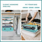 Surblue Hanging Closet Storage Bag Collapsible 3-Shelf Washable Oxford Fabric with 2 Hooks (XL 17.71 * 11.81 * 20in,Aqua Blue) - Image 3