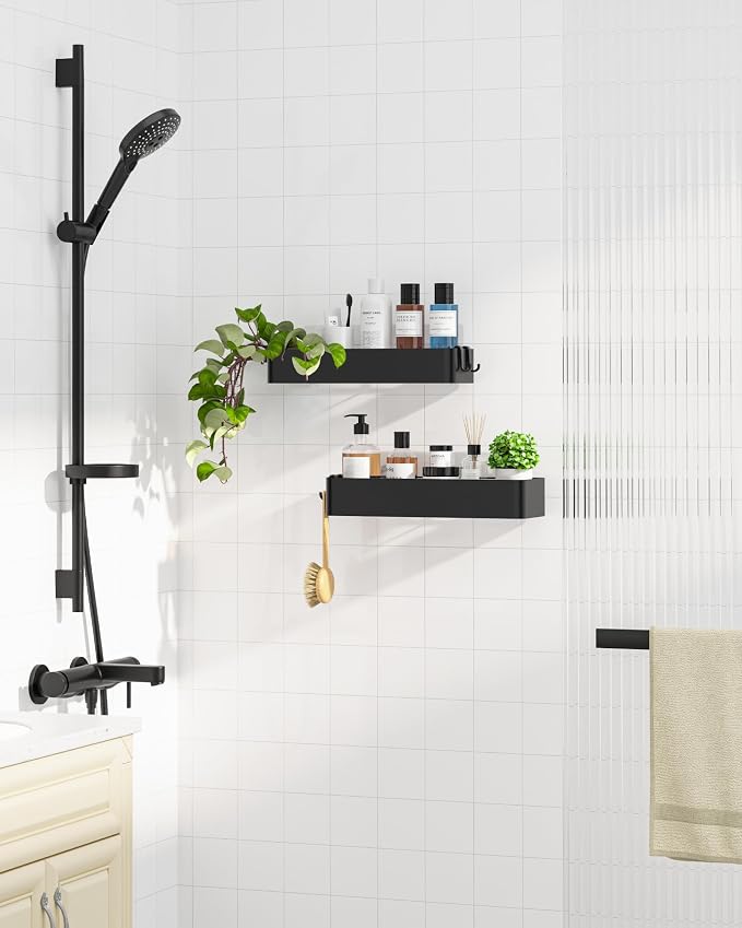 Kitsure Shower Caddy - 2 Pack Adhesive Shower Organizer, Rustproof Metal Shelves, No-Drill Bathroom Organizers and Storage, Black, XX-Large - Image 7