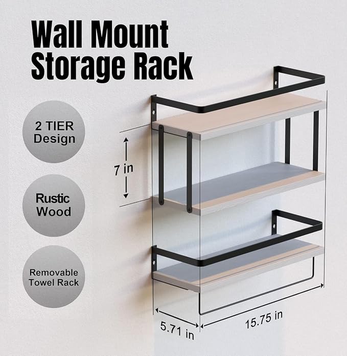 RICHER HOUSE Floating Shelves Bathroom, Wall Mounted Shelf Over Toilet - Image 2