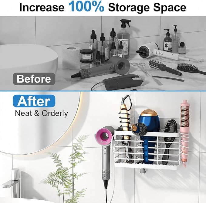 Sevenblue 2026 Upgraded 3-in-1 Universal Hair Tool Organizer, L Size, White - Image 3