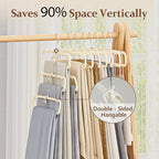 Velvet Felt Pants Hangers 60 Pack, with Cascading Hooks (Ivory) - Image 4