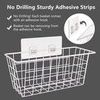 MaraFansie Wall Wire Baskets Adhesive Basket Hanging Kitchen Baskets No Drilling for Cabinet & Pantry Organization and Kitchen, Bathroom, Bedroom Storage, 4 Pack, White - Image 3