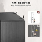 USHOWER Black Over The Toilet Storage Cabinet with Glass Doors - Image 8