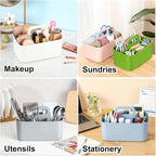 Multiuse Caddy Organizer with Handle, Portable Divided Plastic Tote Bin - Art Craft, Stationary Pen Marker Crayons, Makeup Hair Supplies Storage - Bathroom, Classroom, Dorm, Office, Desk Holder -Green - Image 2