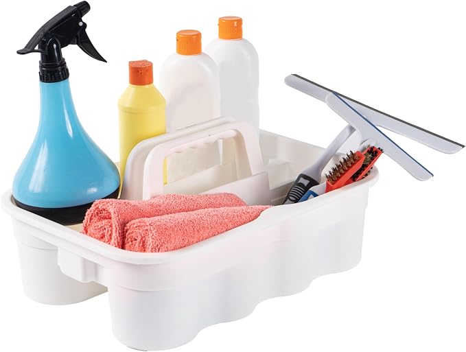 Matthew 3 Pack Large Plastic Tote Tool & Deluxe Supply Cleaning Caddy with Handle Portable Shower Basket Storage Caddy for Cleaning Products,Take-Out Drink,Bathrooms - White - Image 2