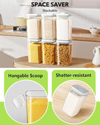 Ankou Airtight Food Storage Container with Pop Lid & 130ml Scoop, 4L/4.2qt *2 BPA-Free Cereal, Rice, Flour, Pasta & Snack Container, Stackable & Durable,Kitchen Pantry Organizer - Image 4