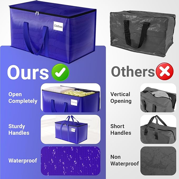 FabSpace Moving Storage Bags Heavy-Duty with Zippers for Clothes 2 Pack - Image 3