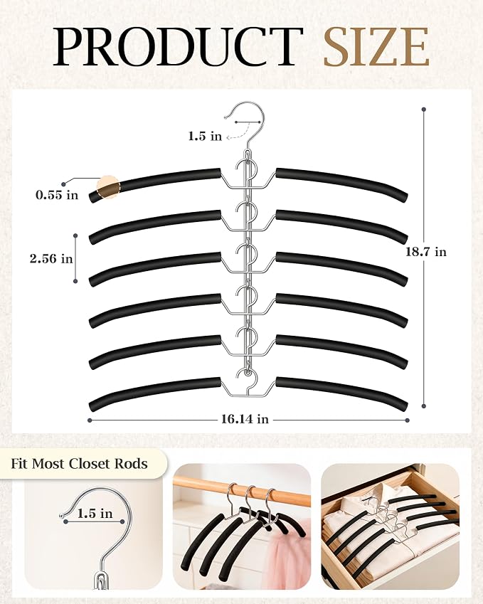 6 Layer Space Saving Shirt Hangers Multi Coat Hangers 4 Pack - Image 7
