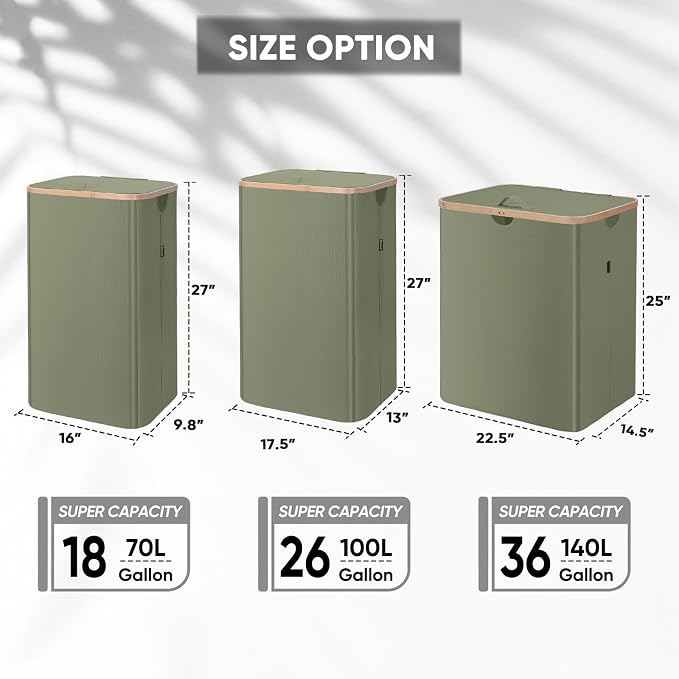 BALEINE 70L Laundry Hamper with Lid, Large Laundry Basket Bin - Image 3