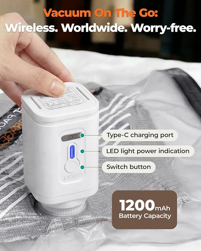 BAGSMART 12 Pack PA+PE Travel Vacuum Bags with Wireless Pumpe - Image 2