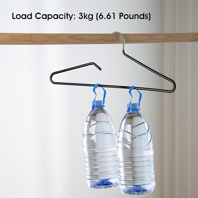 Non-Slip Metal Clothes Hangers - 5 Pack, Space-Saving Short Neck Hangers for T-Shirts, Dresses, Tank Tops, Jackets (Black) - Image 8