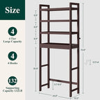 Smiry Bamboo Over The Toilet Storage Cabinet, 4 Tier, Brown - Image 2