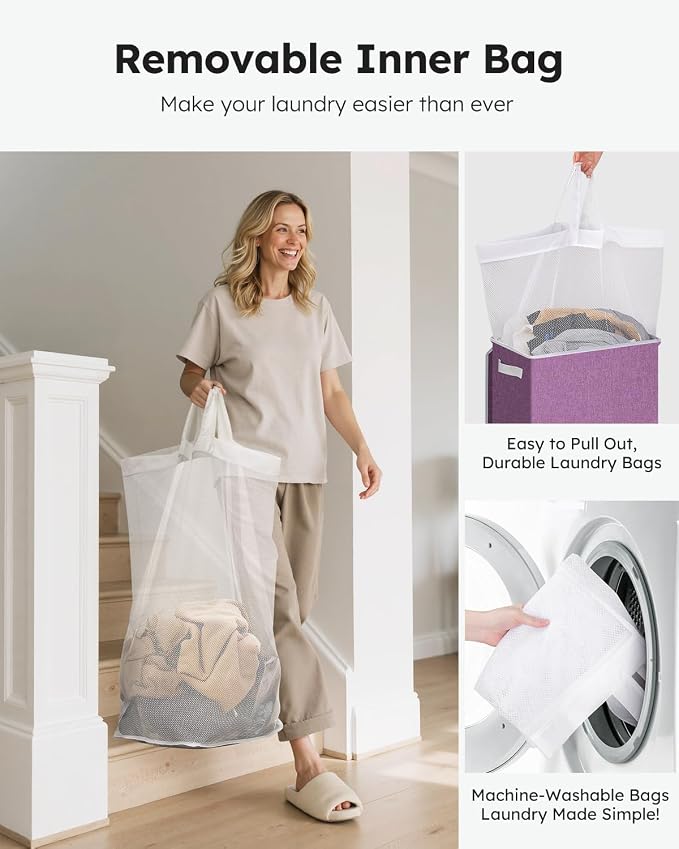SOLEDI 100L Laundry Hamper with Lid, Large Collapsible Laundry Basket - Image 4