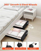 VEVOR Under Bed Storage with Wheels, 30.3 x 18.5 x 6.8 inch, Underbed Containers with Clear Lid, Underbed Shoe Organizer, Rolling Under the Bed Storage Bins for Clothes Shoes Blankets Bedroom, 2 Pack - Image 7