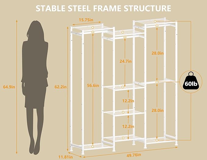 HOMIDEC Wardrobe Closet, 4 Hanging Spaces Portable Clothes Rack - Image 3