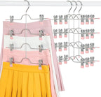 TOPIA HANGER 4 Tier Metal Skirt Hangers with Clips 80% Space Saving 4 Pack by TOPIAHANGER
